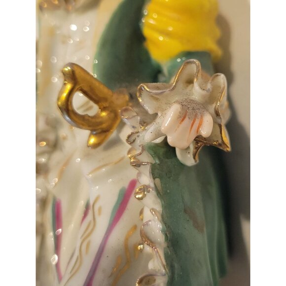 Vintage Wales Hand-Painted Porcelain Figurine 18th-Century Attire 6x2.5 In - Picture 6 of 13